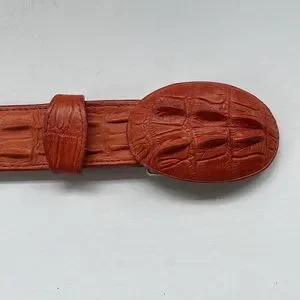 Herencia | Accessories | Crocodile Embossed Leather Belt Red  display picture 1